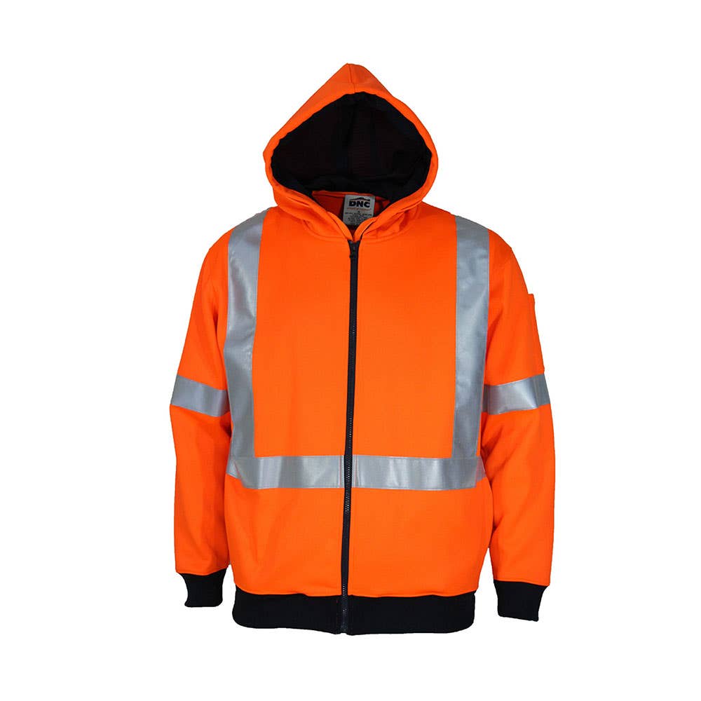 3935 Hi-Vis Full Zip X Back Taped Fleecy Hoodie Orange 3XL 522090 3935-3XL