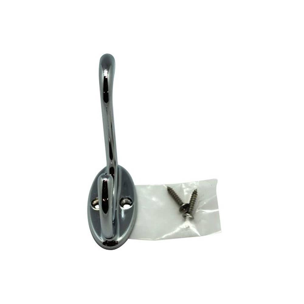 Hat & Coat Hook Chrome Plated Oval Base 70mm 91000132 150CP