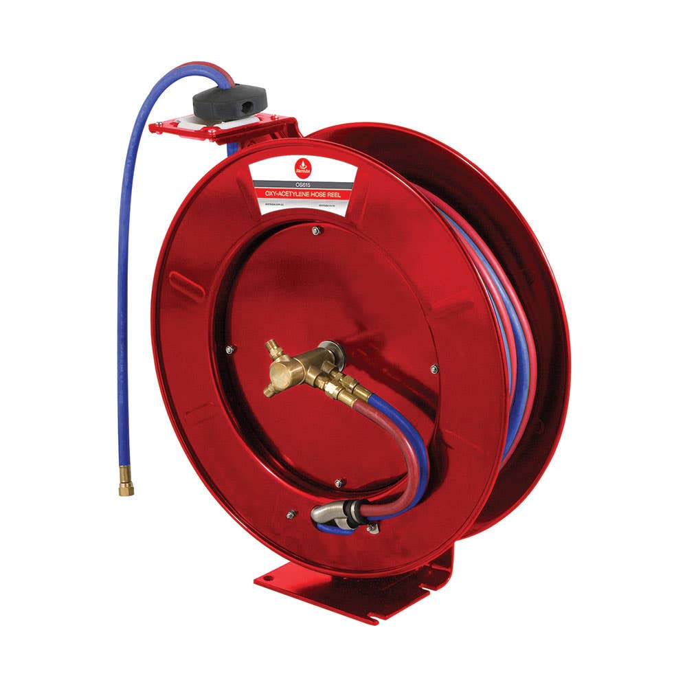 OS615 Oxy/Acetylene Hose Reel Assembly Metal Frame Single Pedestal 6mm x 15m 300psi 91520769 OS615