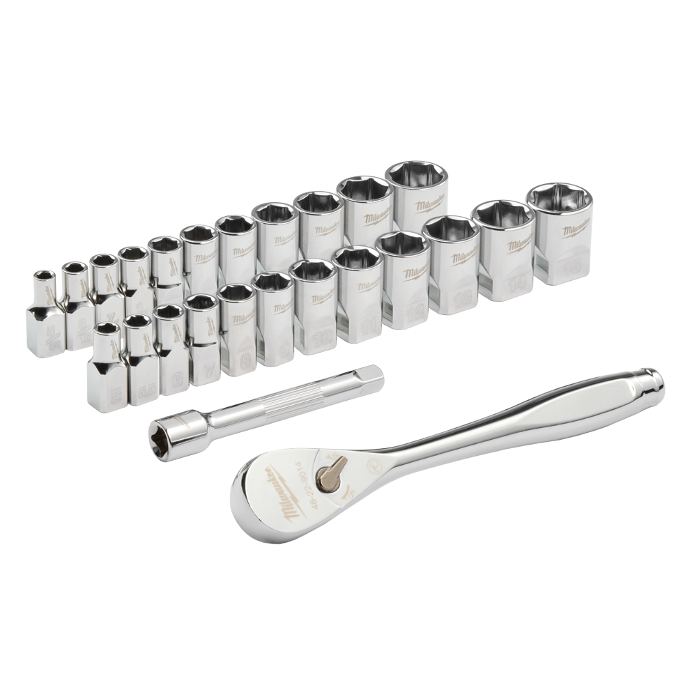 1/4 Drive 25pc Ratchet And Socket Set - SAE & Metric 585633 48229044