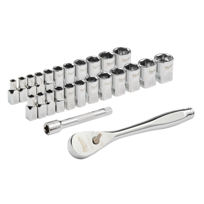 1/4 Drive 25pc Ratchet And Socket Set - SAE & Metric 585633 48229044
