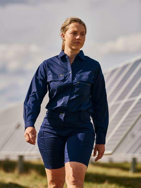 BL6490 X Airflow Women's Stretch Ripstop Vented Shirt 140gsm Navy 14 40038922 BL6490 BPCT14