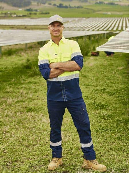 BPC6150T Stretch Vented Taped Cargo Pants 200gsm Navy/Yellow 87R 40039089 BPC6150T NVYLR87