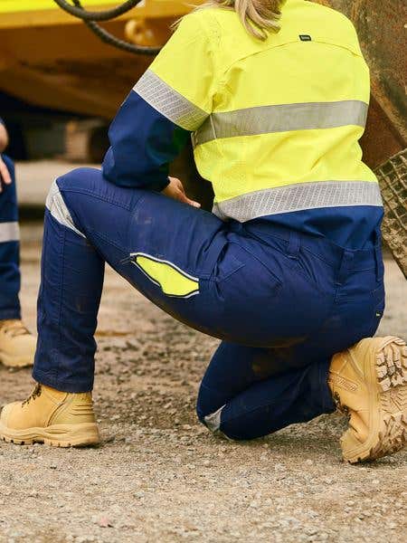 BPCL6150T X Airflow Women's Stretch Ripstop Taped Cargo Pants 215gsm Navy/Yellow 16_40039135_BPCL6150T_NVYL16