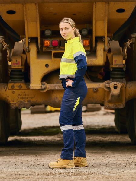 Pant Womens Cargo 200gm Poly/Cott Stretch Vented Taped 6 Navy/Yellow BPCL61_40039140_BPCL6150T_NVYL6