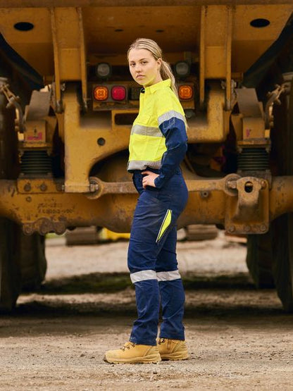 Pant Womens Cargo 200gm Poly/Cott Stretch Vented Taped 6 Navy/Yellow BPCL61_40039140_BPCL6150T_NVYL6