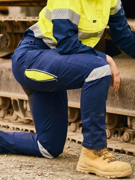 Pant Womens Cargo 200gm Poly/Cott Stretch Vented Taped 6 Navy/Yellow BPCL61_40039140_BPCL6150T_NVYL6