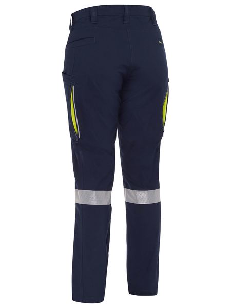 Pant Womens Cargo 200gm Poly/Cott Stretch Vented Taped 6 Navy/Yellow BPCL61_40039140_BPCL6150T_NVYL6