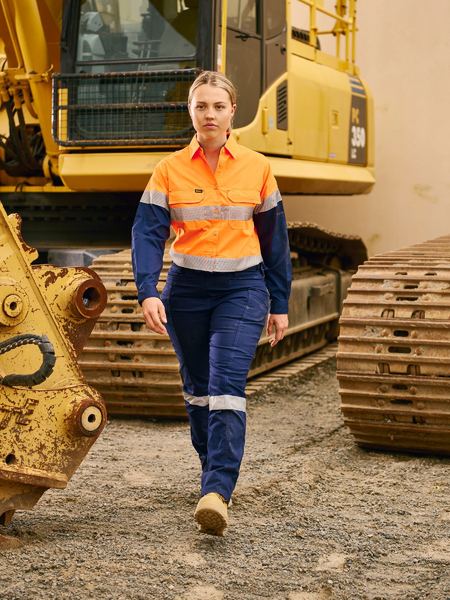 Pant Womens Cargo 200gm Poly/Cott Stretch Vented Taped 6 Navy/Orange BPCL61_40039130_BPCL6150T_NVOR6