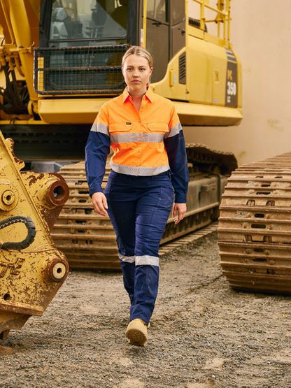 Pant Womens Cargo 200gm Poly/Cott Stretch Vented Taped 6 Navy/Orange BPCL61_40039130_BPCL6150T_NVOR6