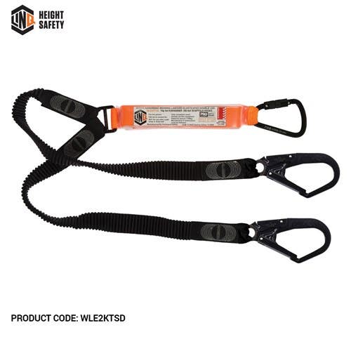 1.8m Linq Elite Double Leg Elasticated Lanyard With Hardware KT & SD X 2 425891 WLE2KTSD