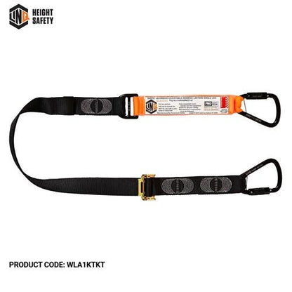 Lanyard Shock Absorb 2m Adj Single Leg 2 X Triple Action Karabiner 289305 WLA1KTKT