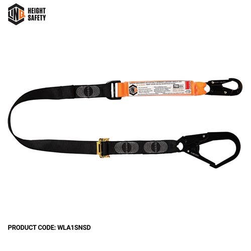 Single Leg Shock Absorbing 2M Adjustable Lanyard With Hardware SN & SD 491731 WLA1SNSD