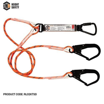 Lanyard Shock Absord Rope 2m + Triple Act Karabiner Double Act Scaff Hook 284685 RLO2KTSD