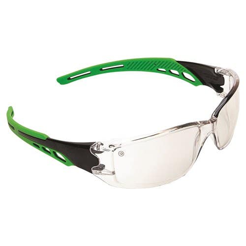 Glasses Safety Silver Mirror Lens Poly Frame Green Arms AF Cirrus Prochoice 267957 9188