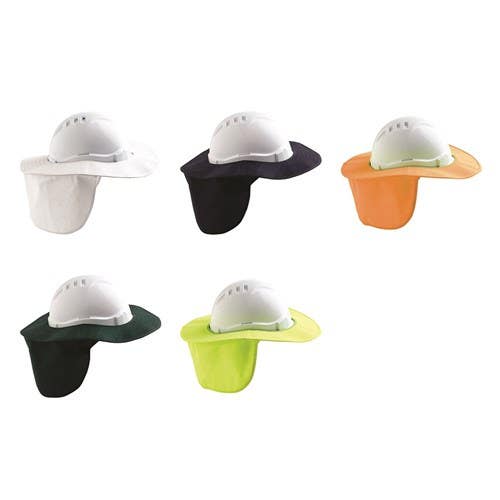 Brim Sun Hard Hat + Flap Poly/Cotton Fluoro Yellow Prochoice 79912412 HHBNF-FY