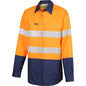 Shirt Womens L/S Cotton RipStop 145gsm 3M Tape Hi Vis Orange/Navy 8 2022B 518481 2022B-ON-8