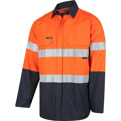 Shirt L/S Cotton PPE2 FR 190gsm Tape Hi Vis Orange/Navy M 2820 Workit 489904 2820ONM
