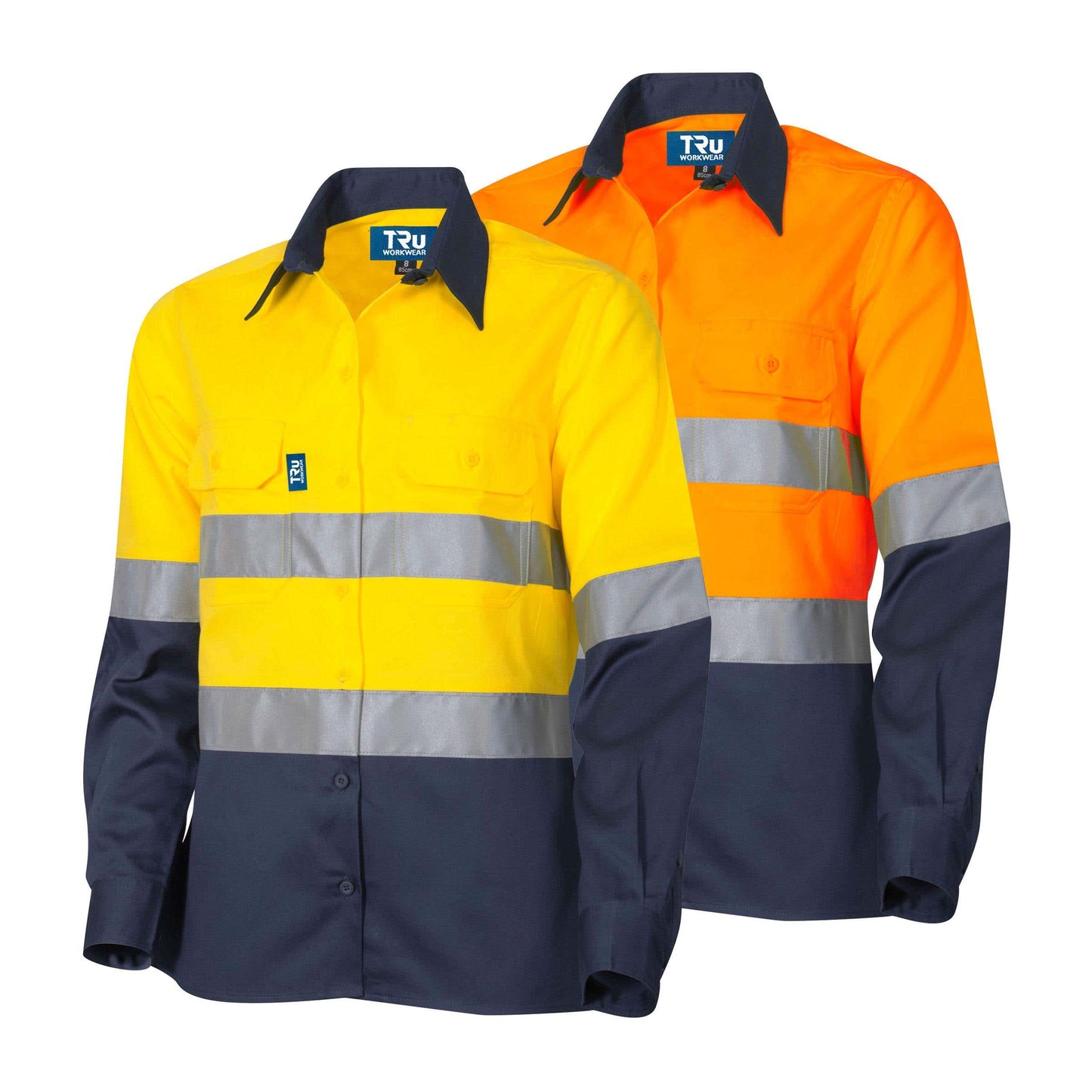 Shirt Ladies 160gsm L/S Yellow/Navy Drill Lightweight 3M Tape 10 DSW2166T1_485654_DSW2166T1-Y/N-10