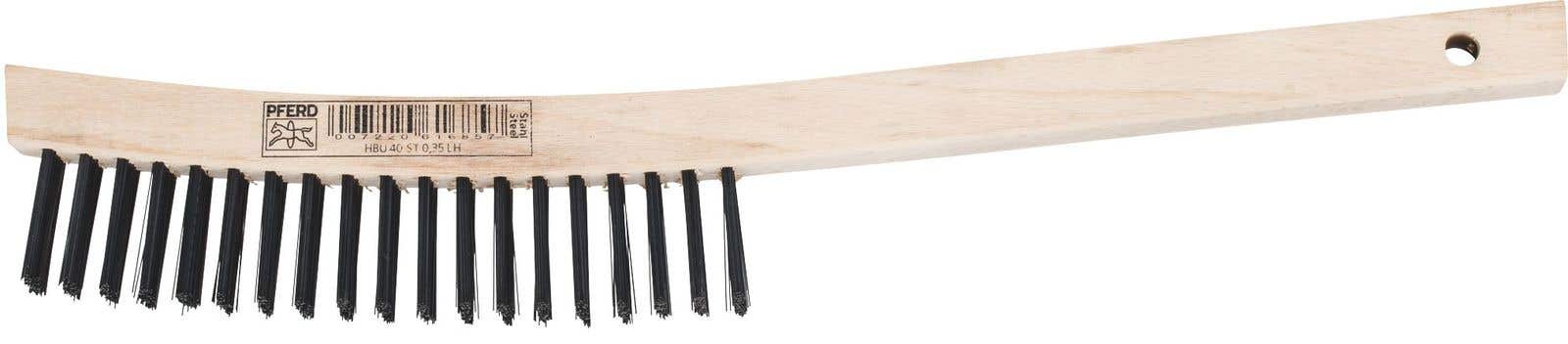 Hand STEEL Wire Brush - Wooden Body Long Handle 350mm HBU 40 ST LH 0.35 37100071 43673011