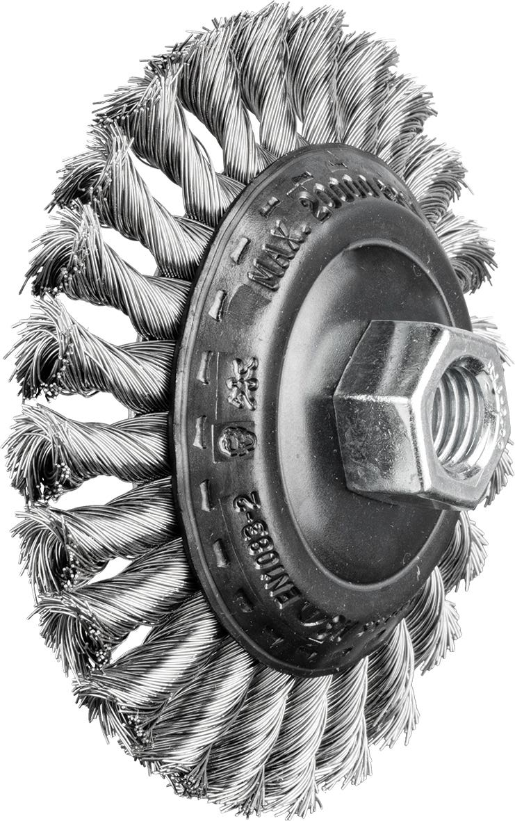 Brush Cup Wire Inox Twist Knot Flared 100mm x 10mm/14mm Universal Pferd 40009484 47701013