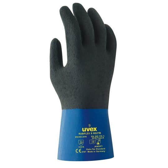 Gloves Chemical Resistant Rubiflex SXG27B Sz 11 Uvex EN 388 3121 EN 374 JKL 258257 XG27BF4