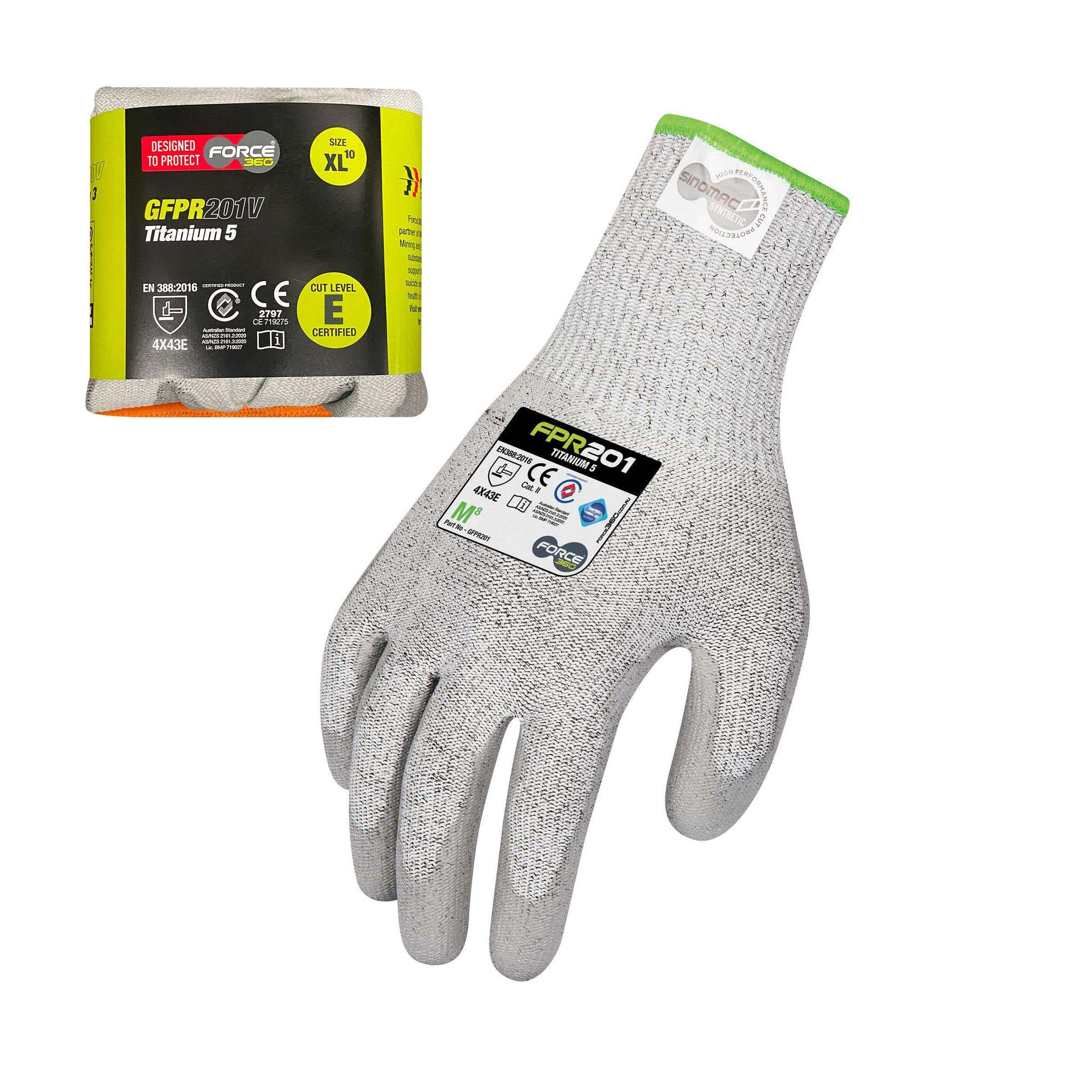 Gloves PU Titanium Cut 5 Level E M Vend Pack 36022058 GFPR201V-M