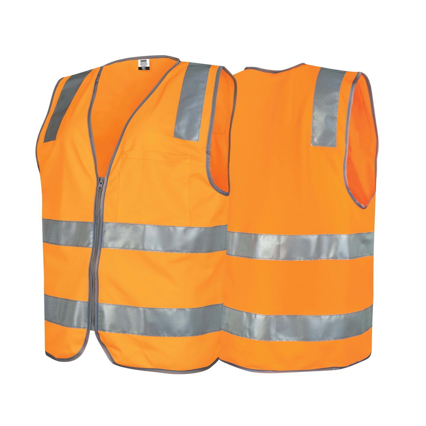 Vest Safety Hi Vis Day/Night VIC Rail Zip Closure Large Orange 40053931 CWRX197-L