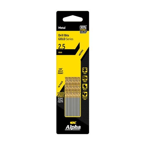 2.5mm Jobber Drill Bit - Gold Series 10 pce Trade Pack 37100119 C9LM025TP
