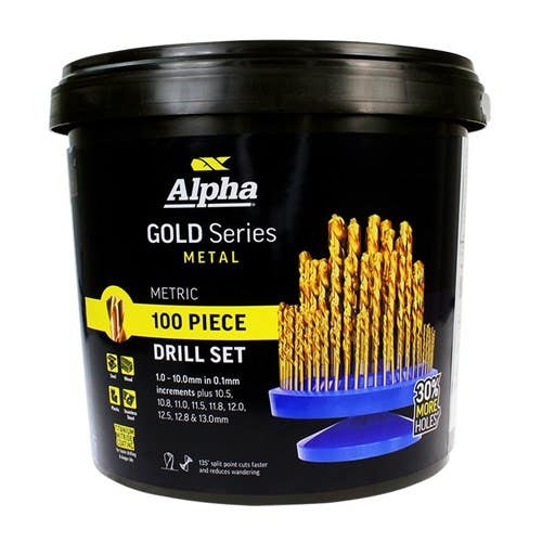 Set Drill Metric Gold Series 1.0 - 13.0mm 100 Piece Alpha 40027719 SM100