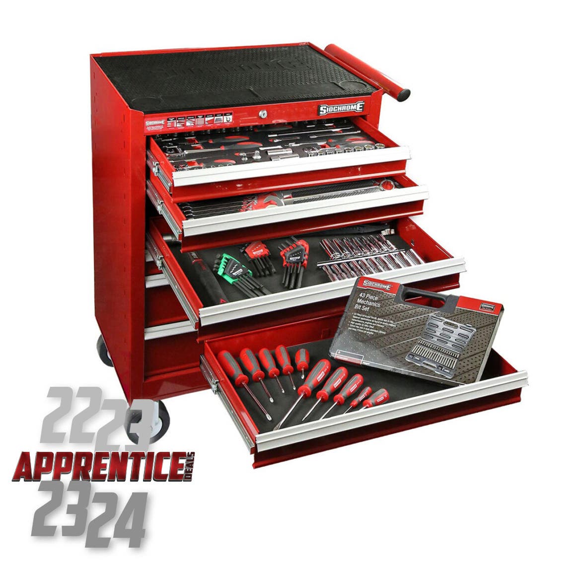 Tool Trolley 250 Piece 7 Drawer 1/4'' 3/8'' 1/2'' Sidchrome 441906 SCMT11600