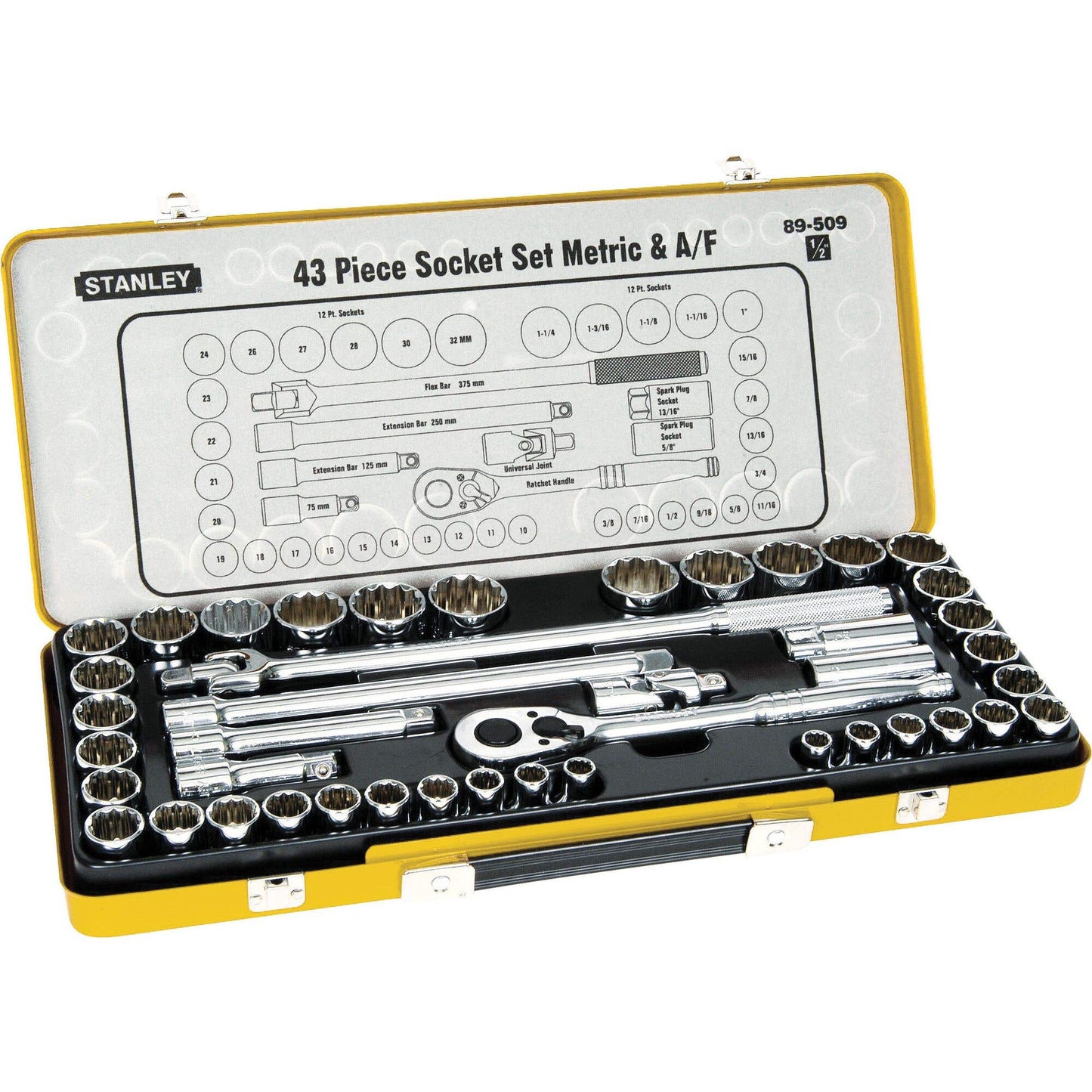 Socket Set 1/2'' Dr AF/Metric 43 Piece Stanley_91998030_89-509