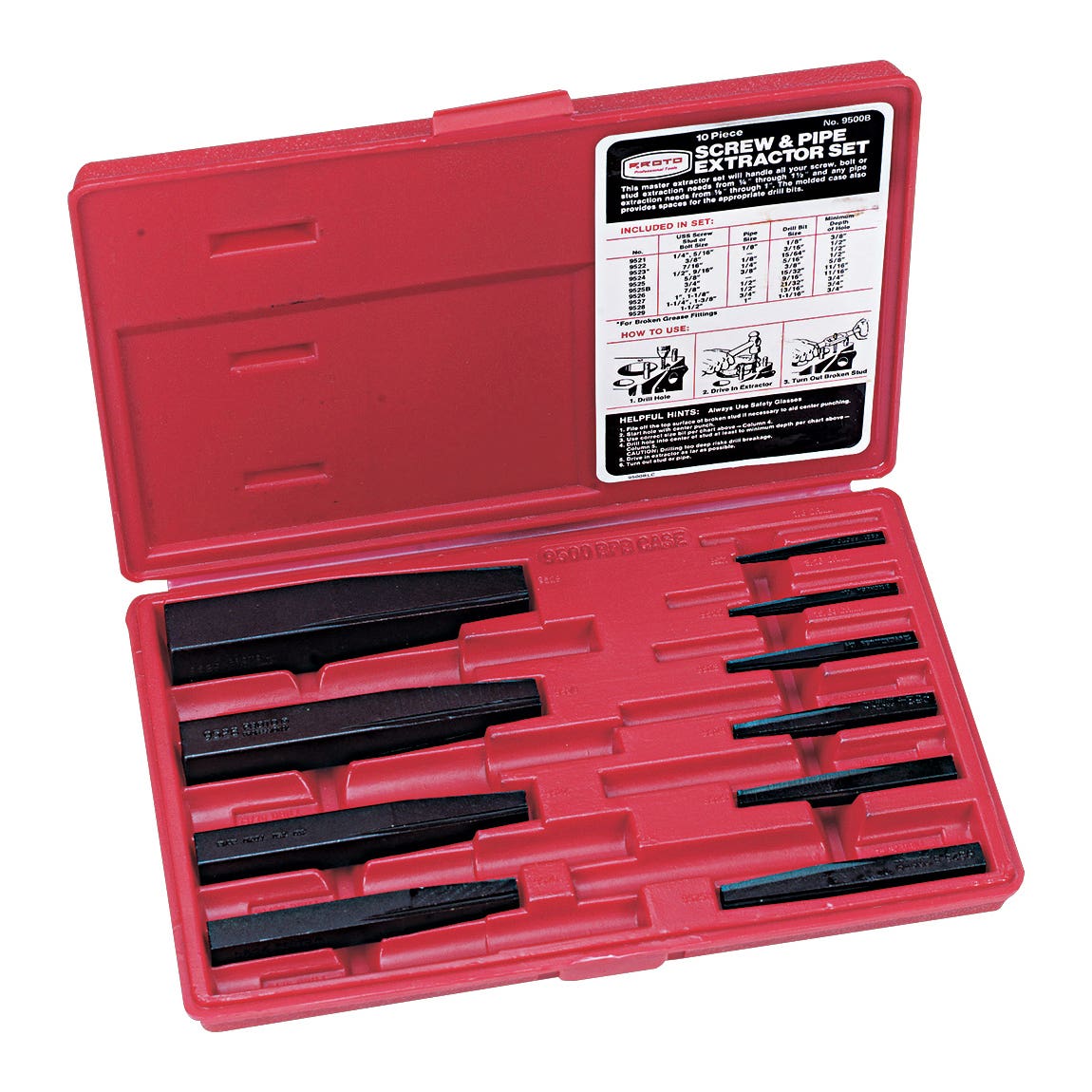 Extractor Set Screw Straight 10 Piece No.1-10 Proto 88890617 J9500B