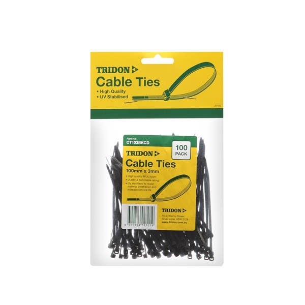 TRIDON CABLE TIE BLACK 200MMX5MM (25 PK) 37100158 CT205BKCD-25