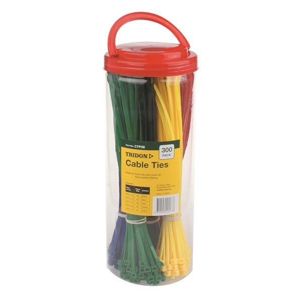 Cable Tie Assortment 4.8mm X 300mm 300 Pack Black Blue Green Red Yellow 484269 CTP26