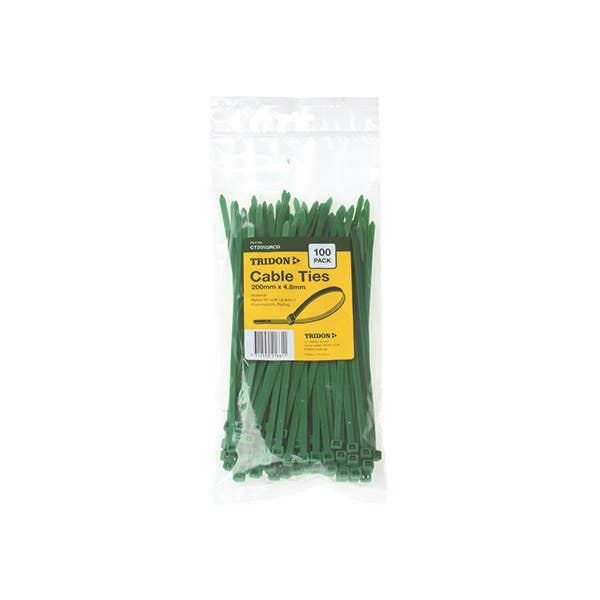CABLE CABLE TIE 200x4.8MM GREEN PK/100 CT200GR/100  CT205GRCD 40029523 CT205GRCD