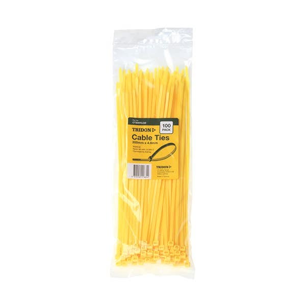 TRIDON CABLE TIE YELLOW 300 X4.8MM PK100 37100160 CT305YLCD
