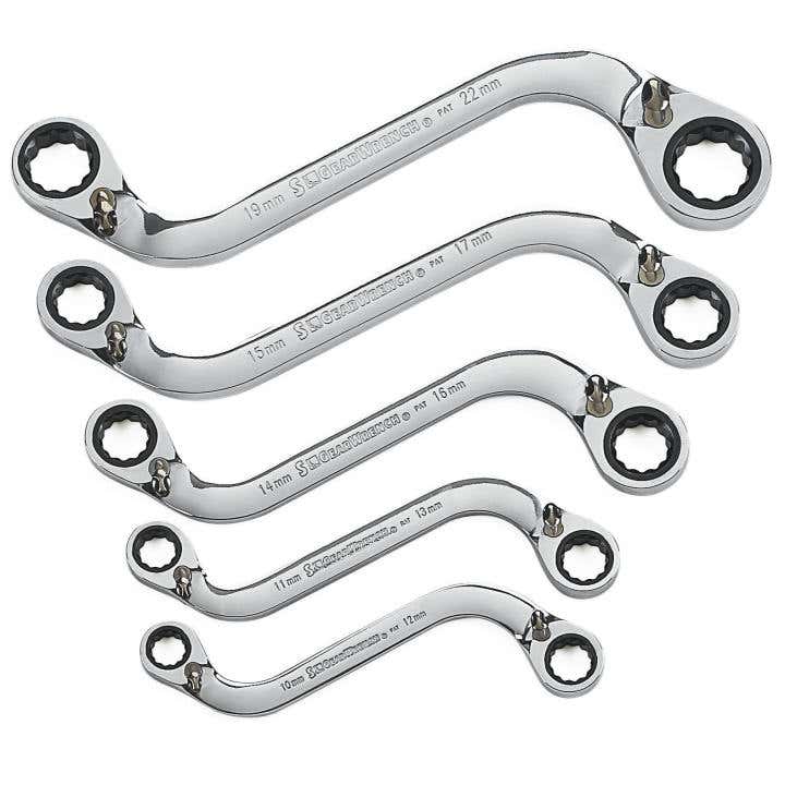Gearwrench 5pce S-shape Rev Ratchet Set Metric 10-22mm 210237 85299