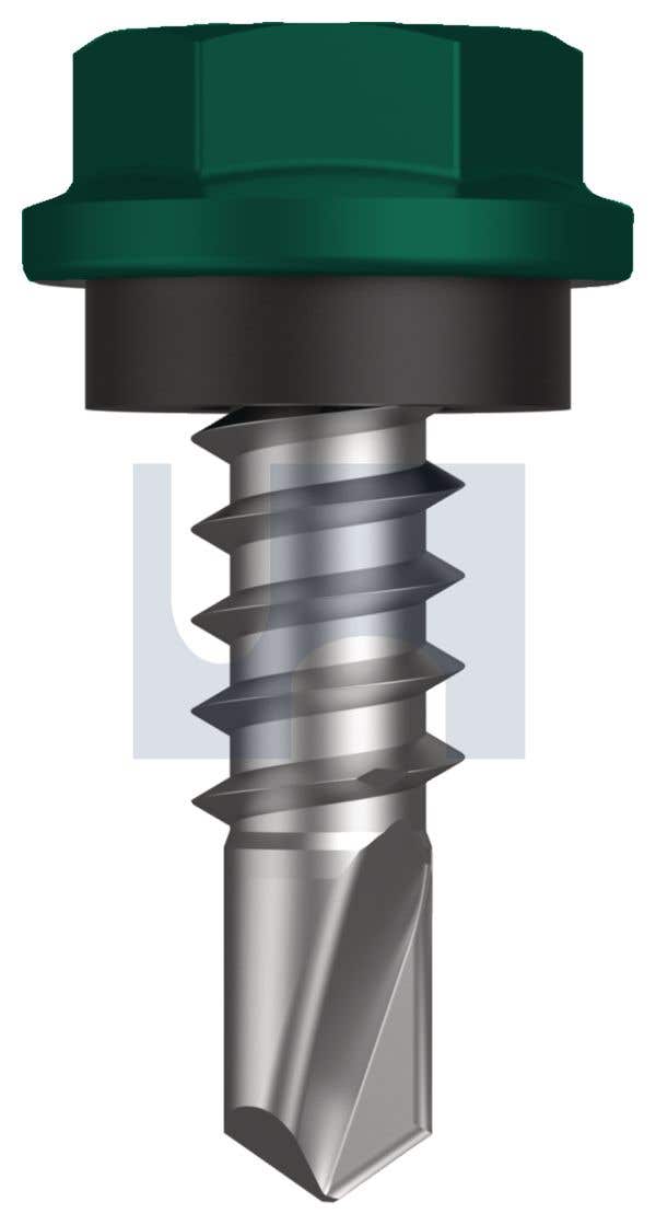Screw Tek SDM Hex Head + Seal Class 4 Cottage Green 10-16G X 16mm Pk 1000 79017249 TCGM4SH1016016