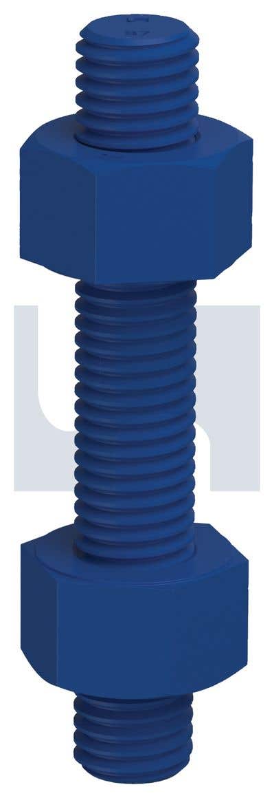 Studbolt + 2 Hex Nuts B7 PTFE Coated Blue 1-1/8'' x 195mm 99950172 99950172 KSPB7BU1120195