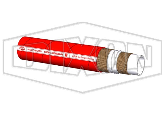 Hose Food/Beverage Rubber Suction/Delivery 150psi 38mm X20m Red A621R040020 40036188 A621R040020