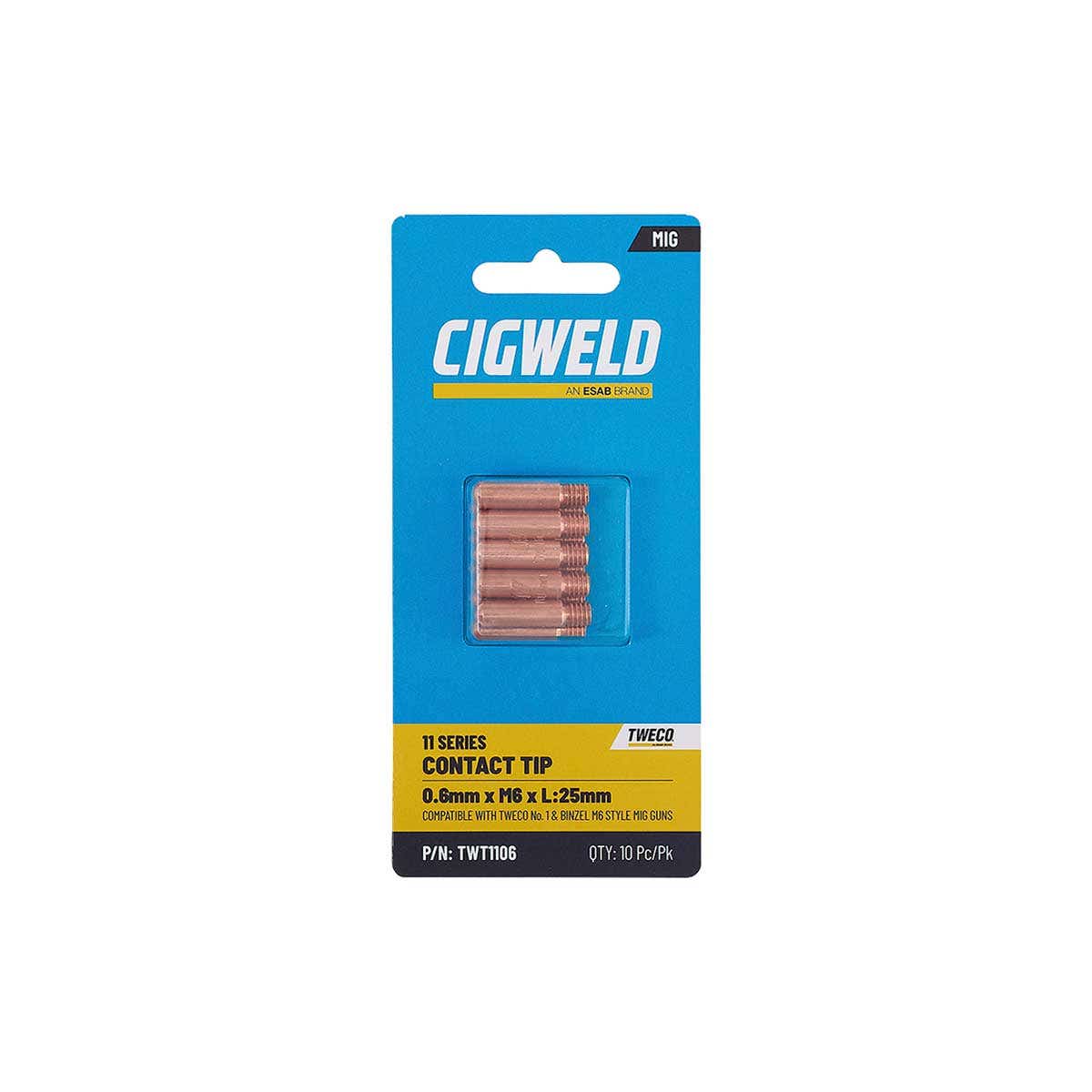 TWE 1 Contact Tip 0.6mm Pack 10 Old Part # OTW11/23/R 37100340 TWT1106