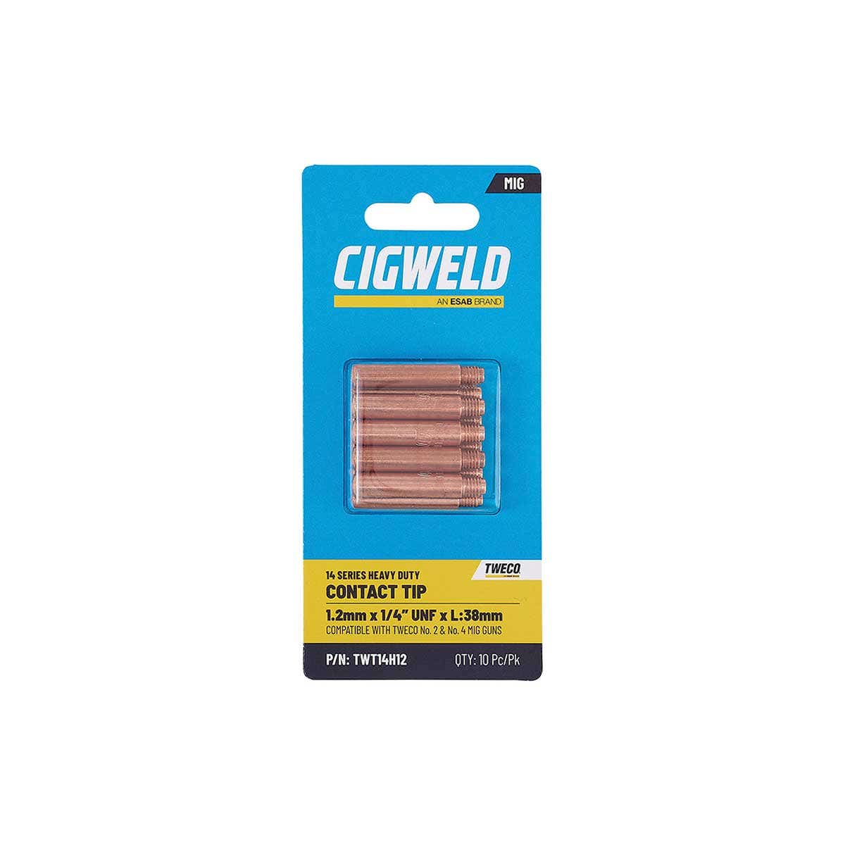 TWE 2/4 Contact Tip 1.2mm HD Pack 10 Old Part # OTW14/45/R 37100345 TWT14H12