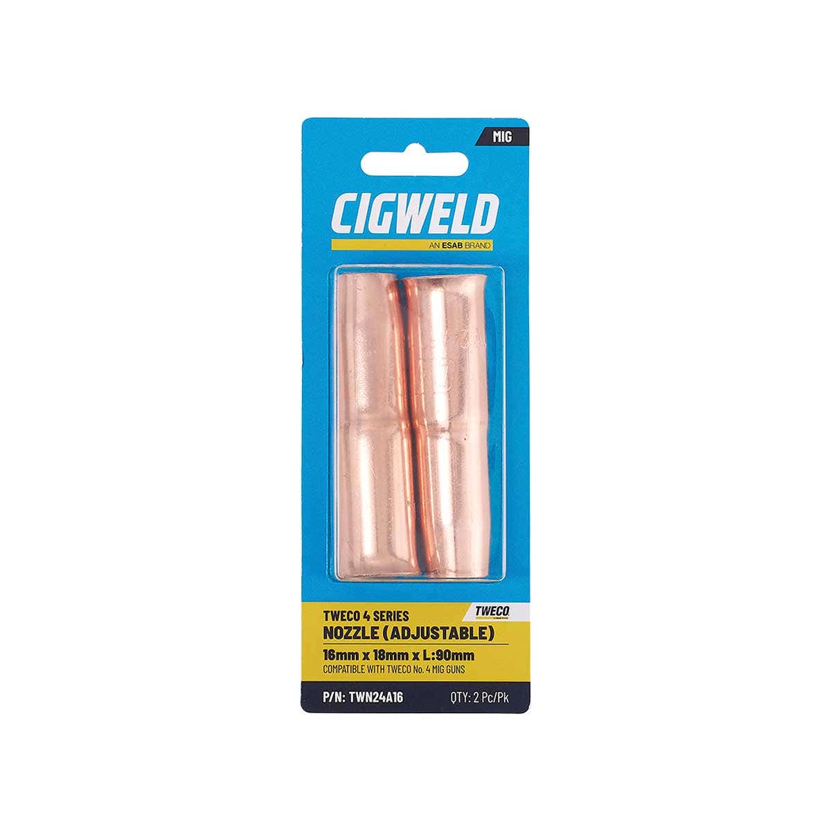 Nozzle Adjustable No.4 16mm Tweco Cigweld Pk 2 90200424 TWN24A16