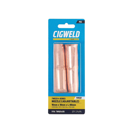 Nozzle Adjustable No.4 16mm Tweco Cigweld Pk 2 90200424 TWN24A16