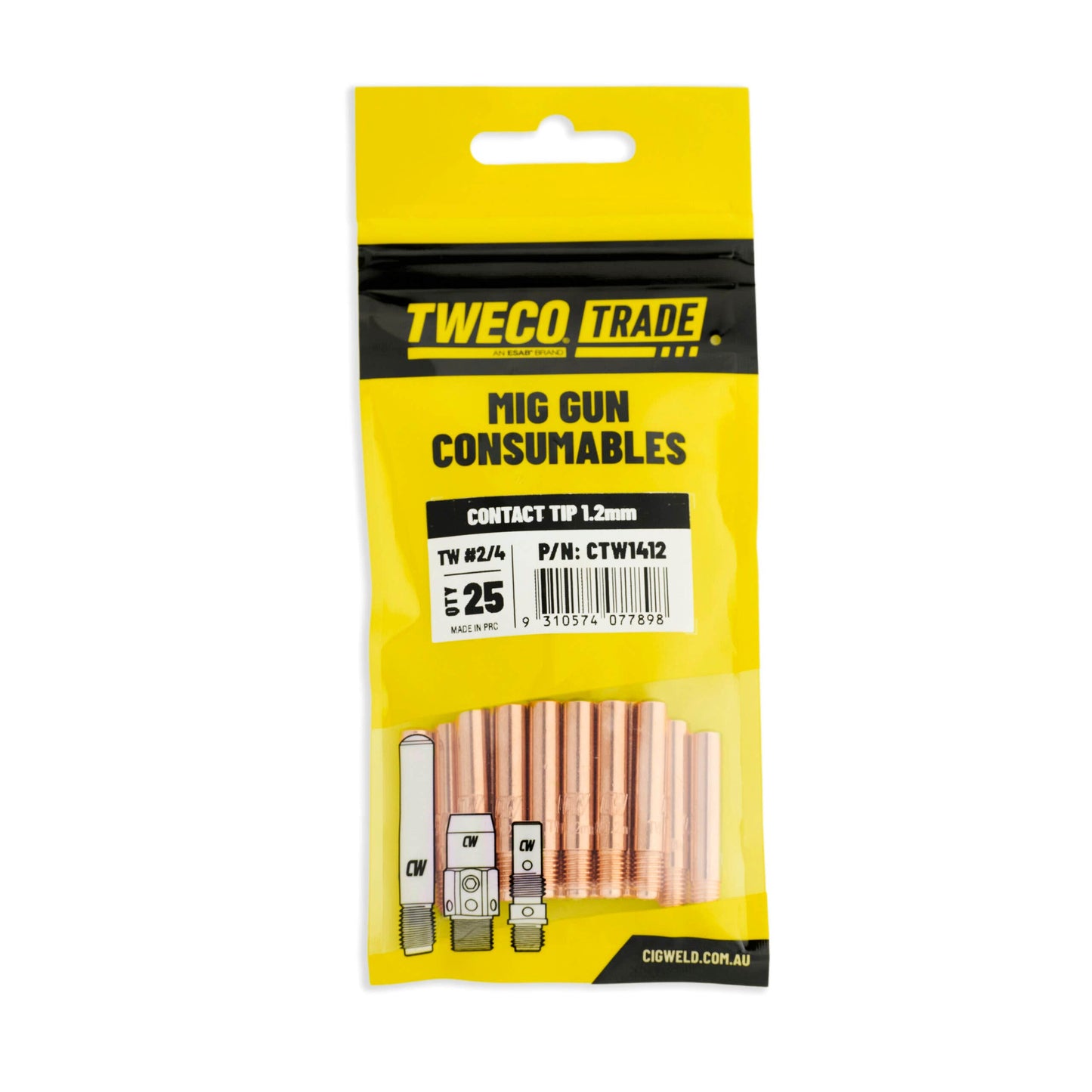 Contact Tip 1.2mm TW2/4 Pack 25 37100365 CTW1412