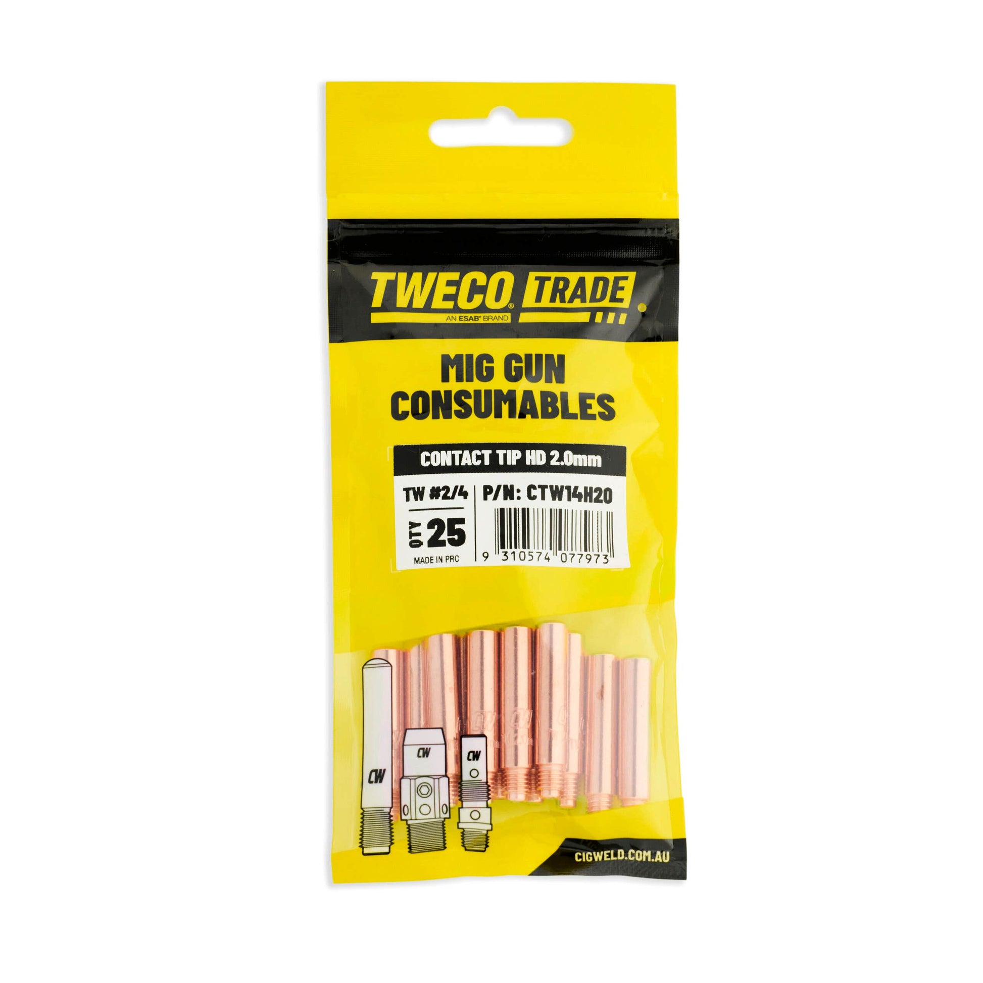 Contact Tip HD 2.0mm TW2/4 Pack 25 37100370 CTW14H20