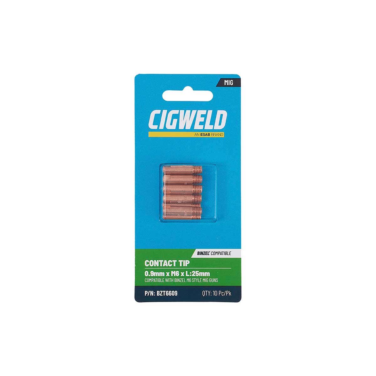 BZL Contact Tip 0.9mm M6 L: 25mm Pack 10 37100393 BZT6609