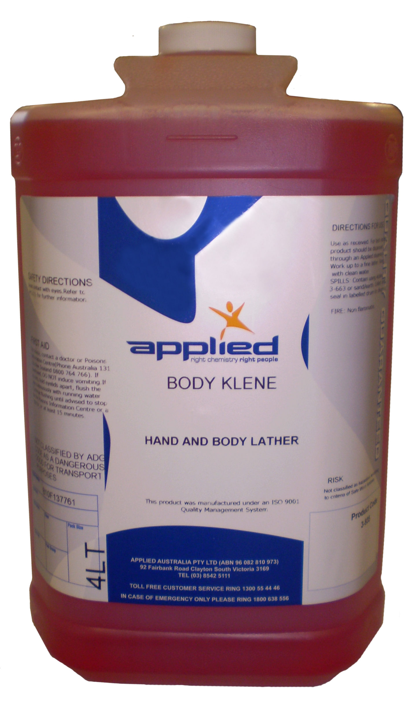 Applied Body Klene - Hand & Body Wash 4L Carton x 4 417190 A3935-4X4