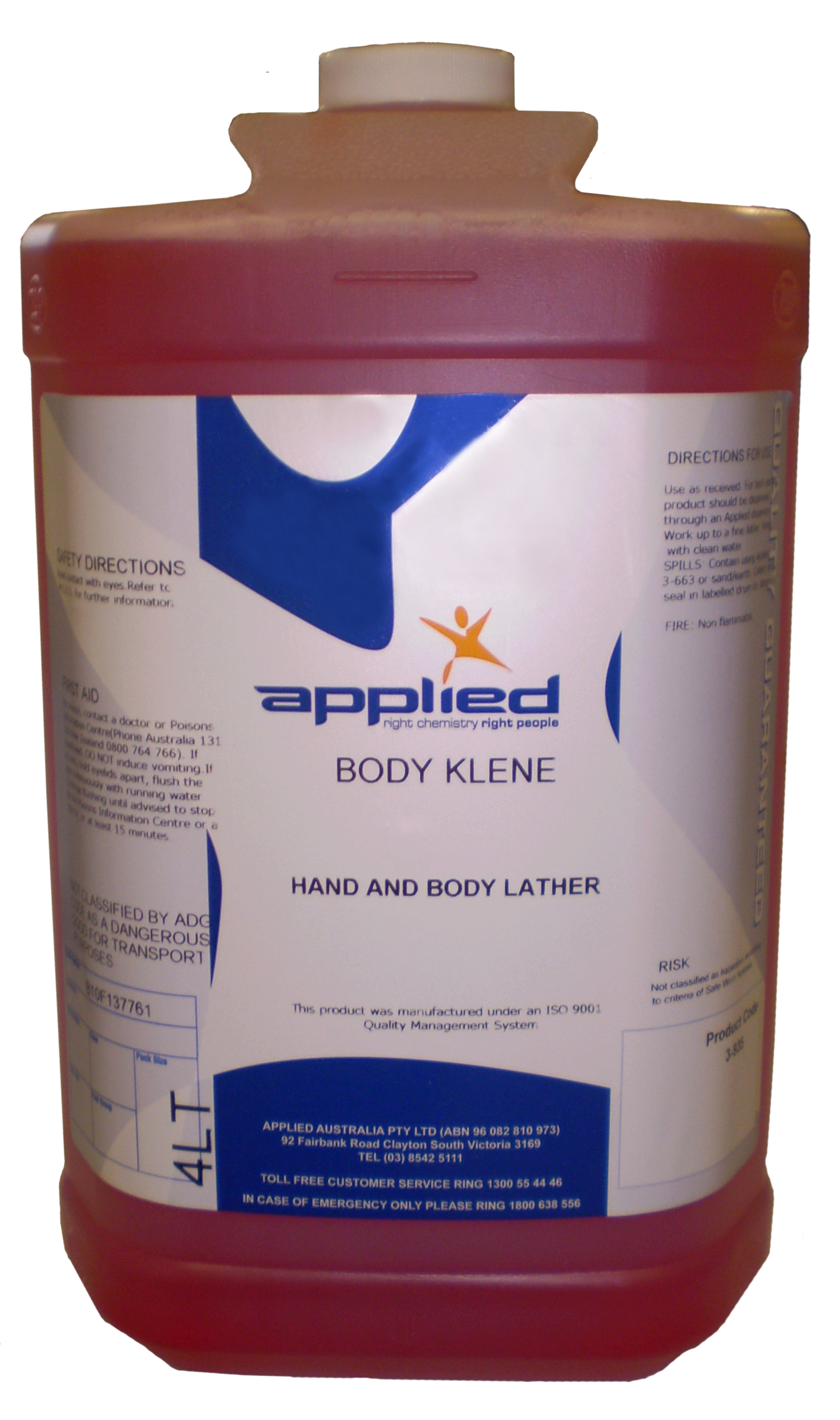 Applied Body Klene - Hand & Body Wash 4L Carton x 4 417190 A3935-4X4